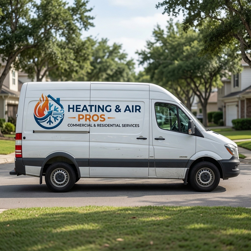 Local heating and air service van serving Provo
